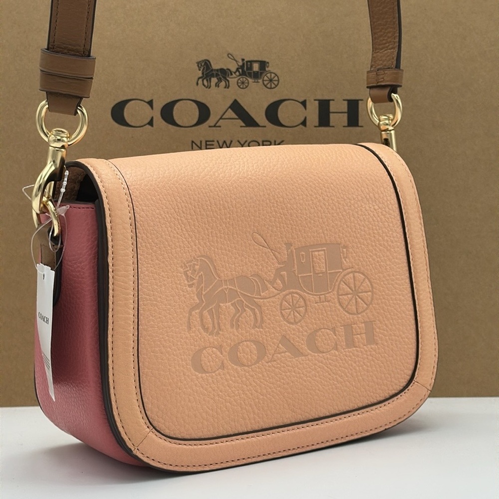 Coach C9130 Saddle Bag Horse & Carriage Colorblock Leather Faded Blush Pink NWT - Picture 13 of 16